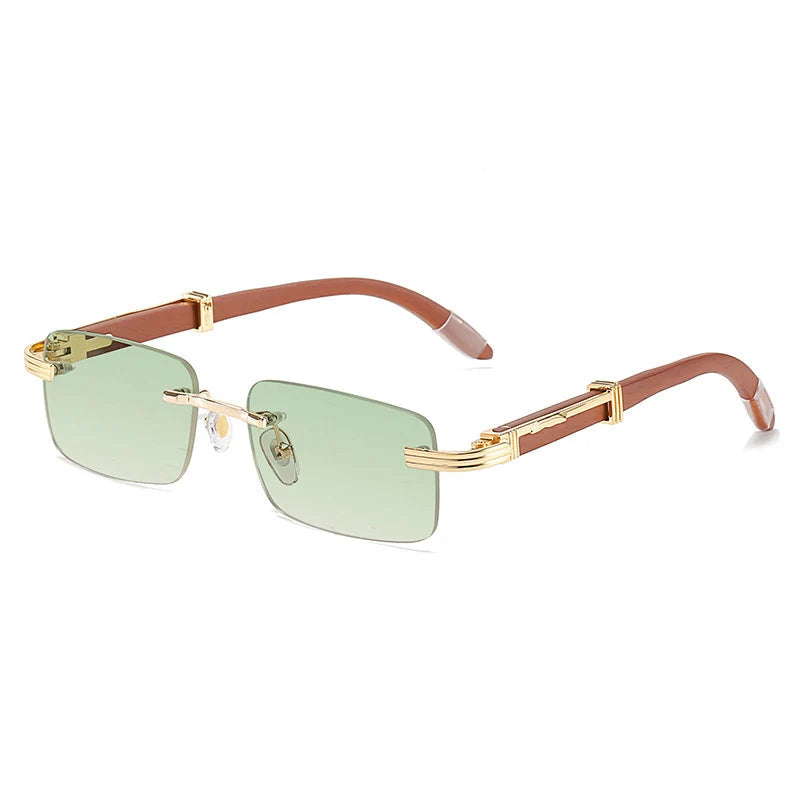 Lunettes de soleil homme luxe bois sans contour UV400 - Rectangulaire polarisées