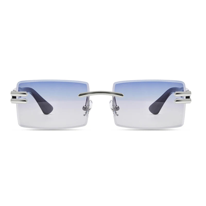 Lunettes de Soleil Homme Luxe Sans Monture Rectangle UV400 - Polarisation, Élégance et Protection
