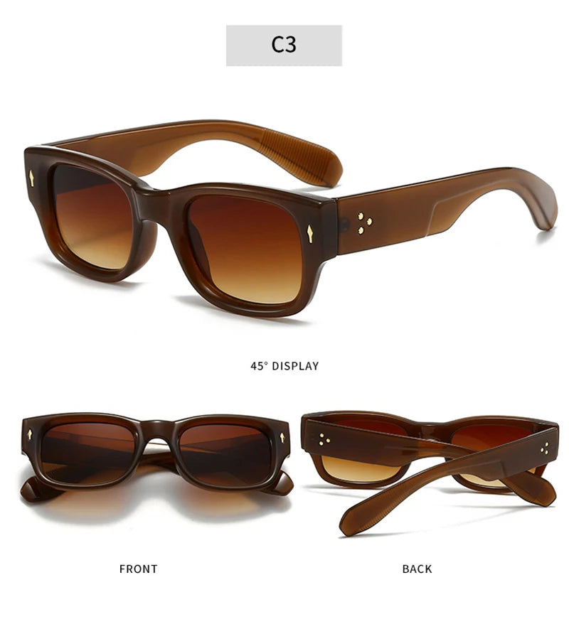 Lunettes de soleil homme luxe polarisées en couleurs vives - Square Rivets Punk