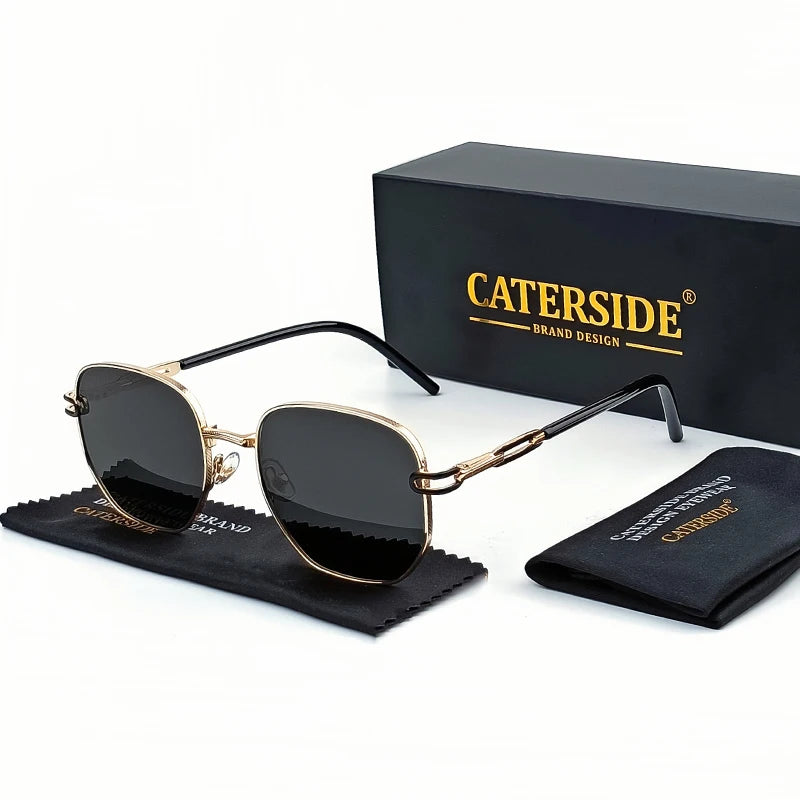 Lunettes de Soleil Homme Luxe Polarisées - Monture Métal Polygonale UV400