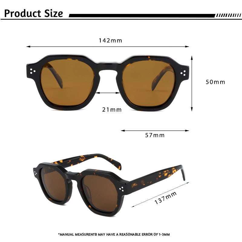 Lunettes de Soleil Homme Polarisées Acétate - Monture Rétro Carrée Luxe UV400
