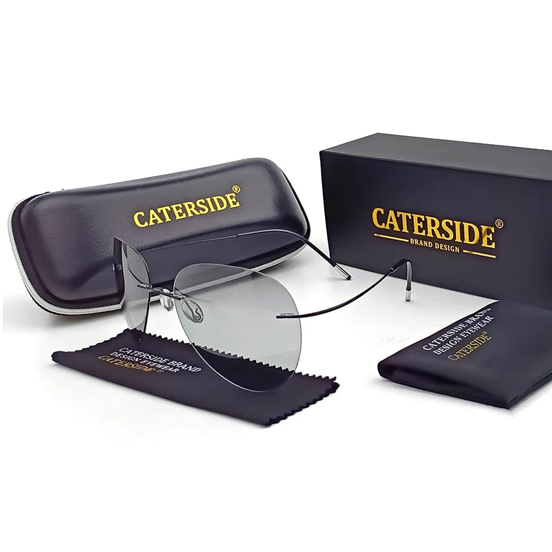 Lunettes de Soleil Homme Titanium Designer Polarized Luxe - Gris Photochromic