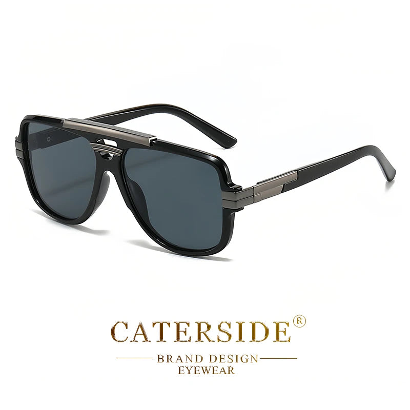 Lunettes de Soleil Homme Luxe Double Pont Pilote UV400 - Retro Carré