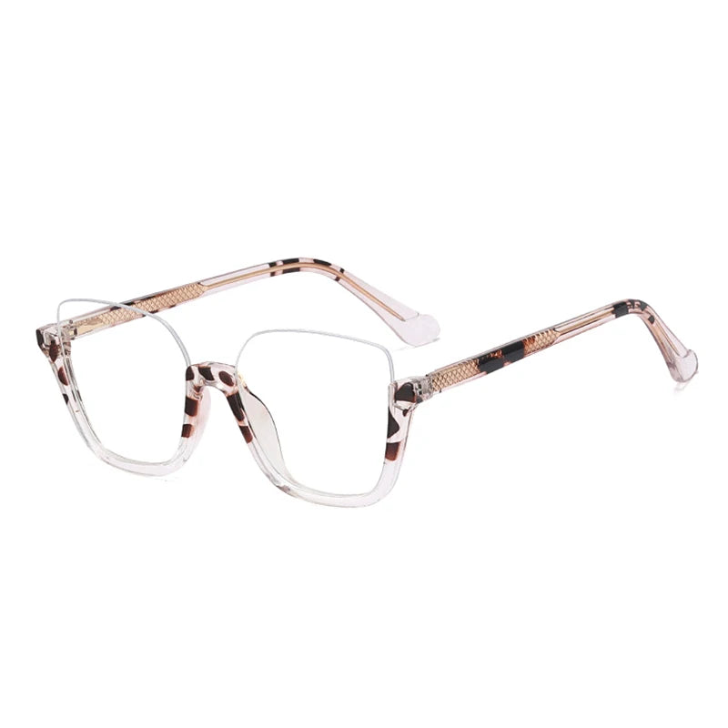 Monture de Lunettes de Soleil Semi-Rimless pour Homme - Anti-Blue Light - Design Luxe Leopard