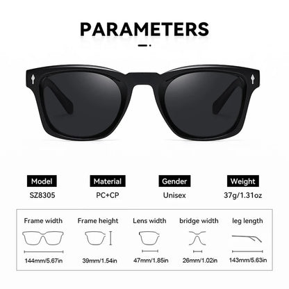 Lunettes de soleil homme luxe polarisées UV400 - Rivets punk et dégradé clair