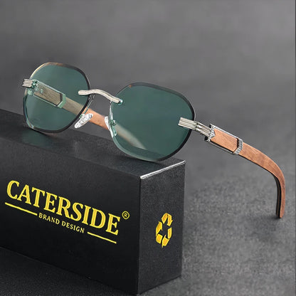 Lunettes de soleil en bois naturel pour homme et femme - Design rond - UV400 - Polarise. lunettes de soleil homme