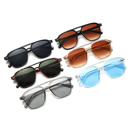 Lunettes de soleil homme luxe polarisées UV400 - Double pont, monture rétro rivetée