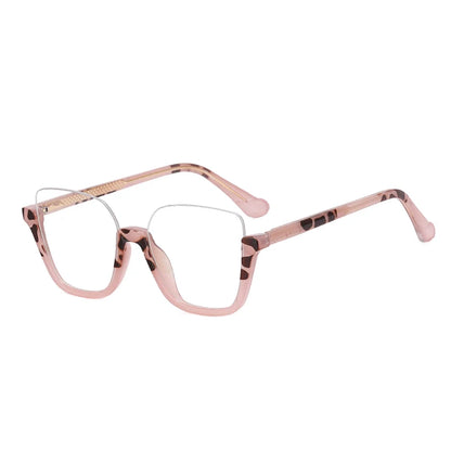 Monture de Lunettes de Soleil Semi-Rimless pour Homme - Anti-Blue Light - Design Luxe Leopard