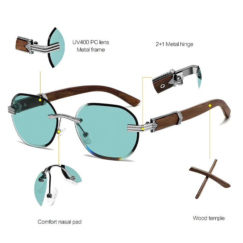 Lunettes de soleil en bois naturel pour homme et femme - Design rond - UV400 - Polarise. lunettes de soleil homme