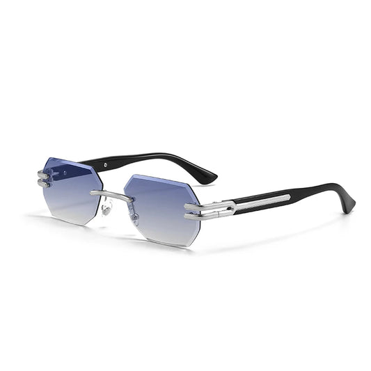 Lunettes de Soleil Homme Luxe Sans Monture Rectangle UV400 - Polarisation, Élégance et Protection