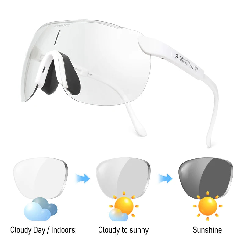 Alba Photochromic Cycling Sunglasses Men Sports UV400 Outdoor Goggles TR90 Bicycle Polarized Glasses Women 30 Colors 알바 광학