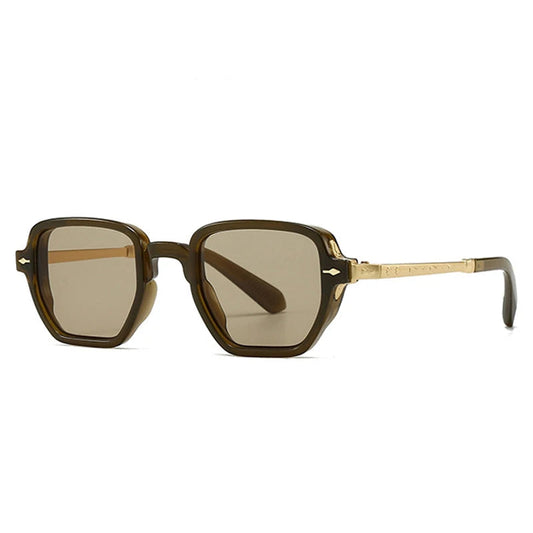 Lunettes de soleil homme luxe retro avec rivets carrés - Verres polarisés UV400