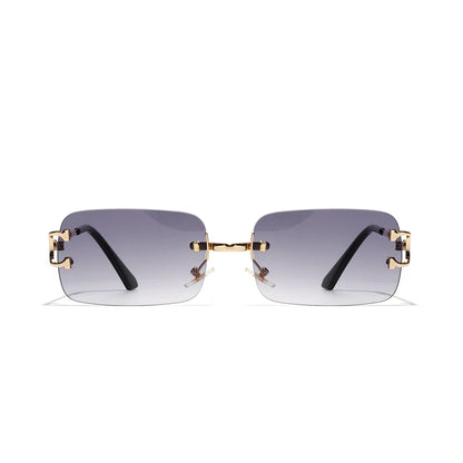 Ruiao 2025 rimless sunglasses UV400 fashion square metal glasses for men women designer man's brand sun shades for outdoor