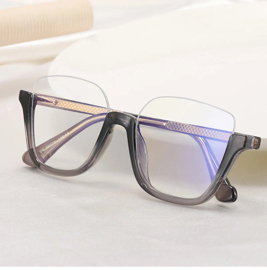 Monture de Lunettes de Soleil Semi-Rimless pour Homme - Anti-Blue Light - Design Luxe Leopard