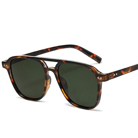 Lunettes de soleil homme luxe polarisées UV400 - Double pont, monture rétro rivetée