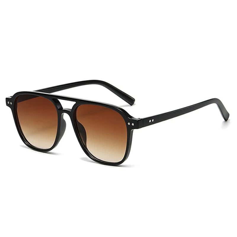 Lunettes de soleil homme luxe polarisées UV400 - Double pont, monture rétro rivetée