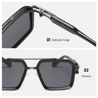 2025 Steam Punk Sunglasses Retro Square Men Women Fashion Double Beam Glasses Unisex Metal Frame Trendy Shades Oculos De Sol