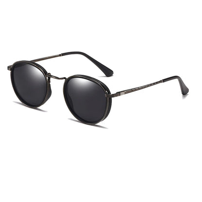Lunettes de soleil homme polarisées, luxe et abordables - Monture métallique ronde UV400