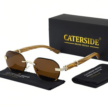 Lunettes de soleil en bois naturel pour homme et femme - Design rond - UV400 - Polarise. lunettes de soleil homme