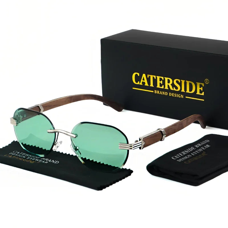 Lunettes de soleil en bois naturel pour homme et femme - Design rond - UV400 - Polarise. lunettes de soleil homme
