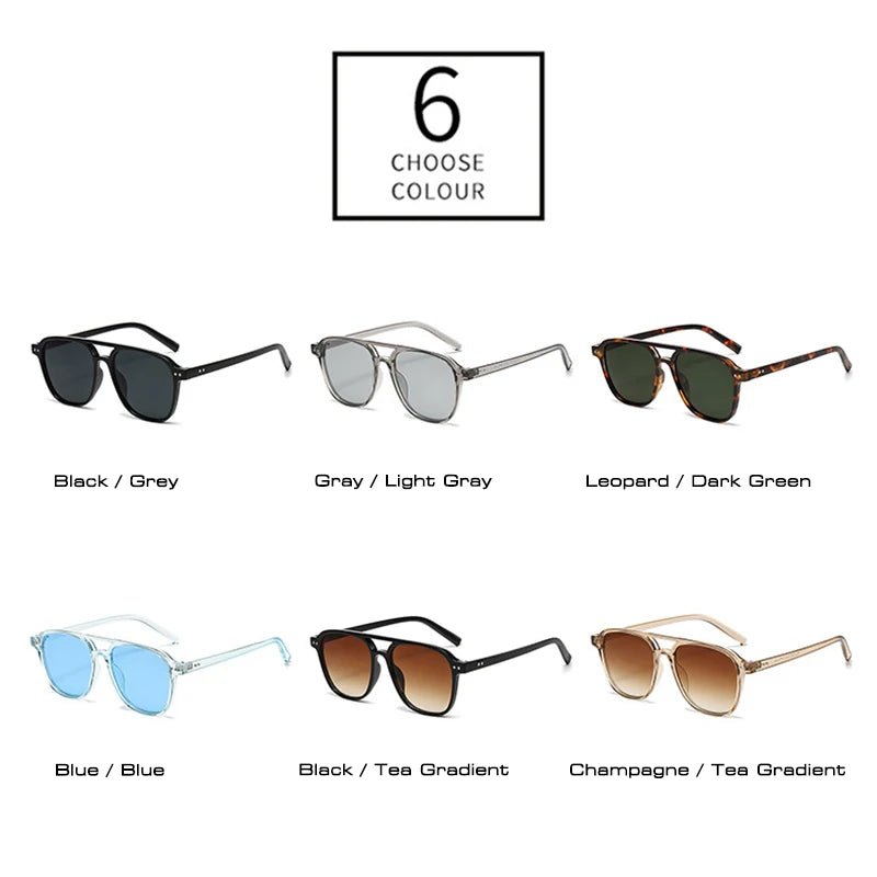 Lunettes de soleil homme luxe polarisées UV400 - Double pont, monture rétro rivetée